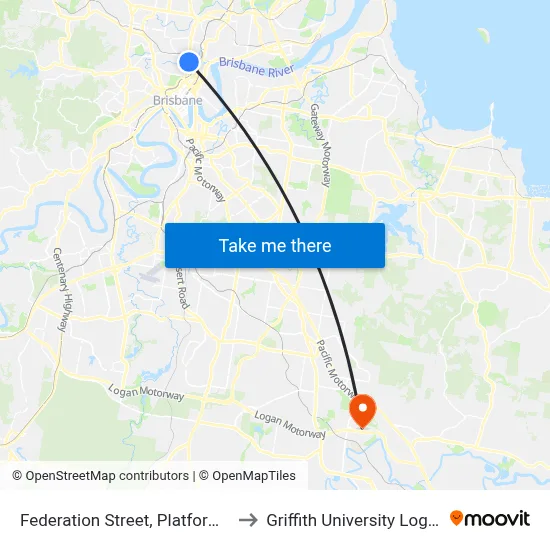 Federation Street, Platform 2 to Griffith University Logan map