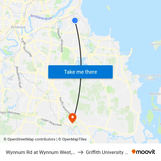 Wynnum Rd at Wynnum West, Stop 55 to Griffith University Logan map