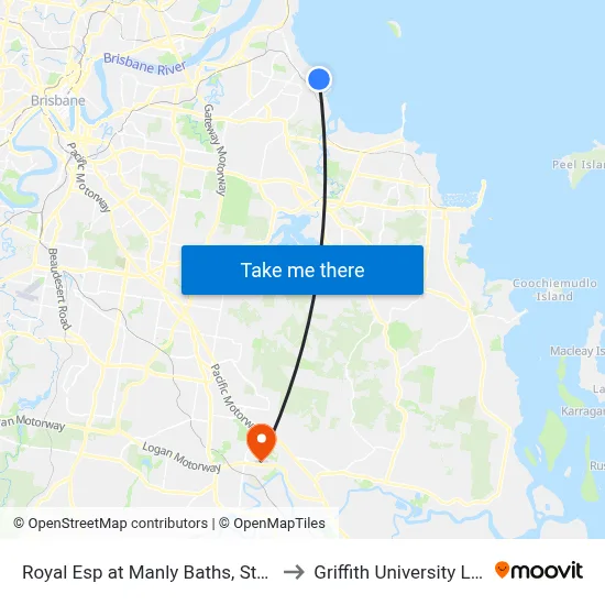 Royal Esp at Manly Baths, Stop 87a to Griffith University Logan map
