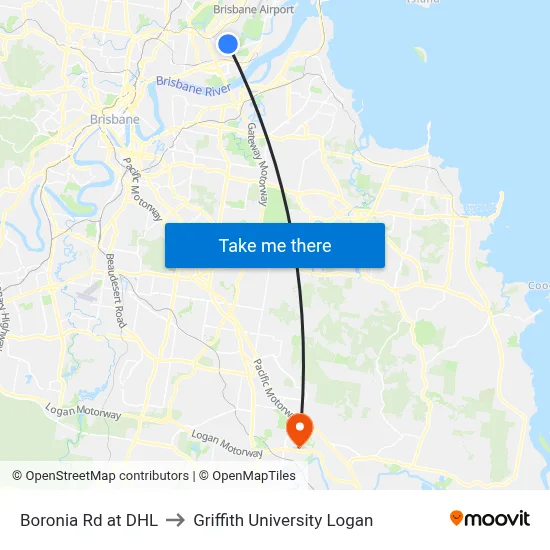 Boronia Rd at DHL to Griffith University Logan map