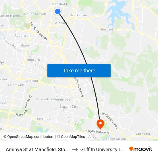 Aminya St at Mansfield, Stop 67a to Griffith University Logan map