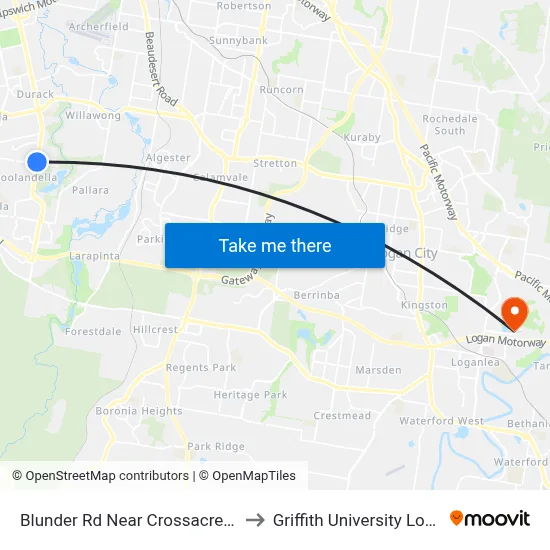 Blunder Rd Near Crossacres St to Griffith University Logan map