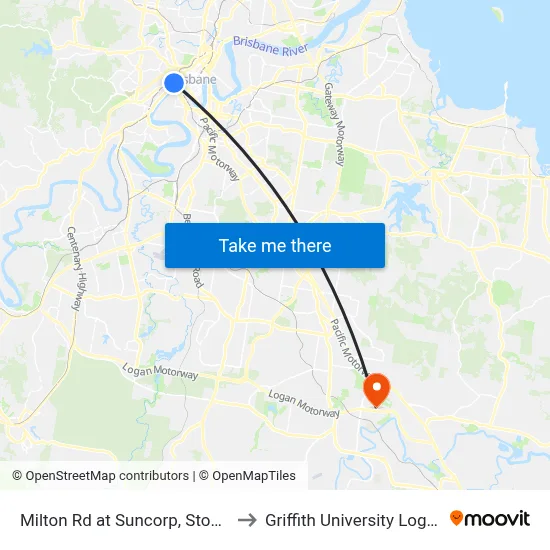 Milton Rd at Suncorp, Stop 4 to Griffith University Logan map