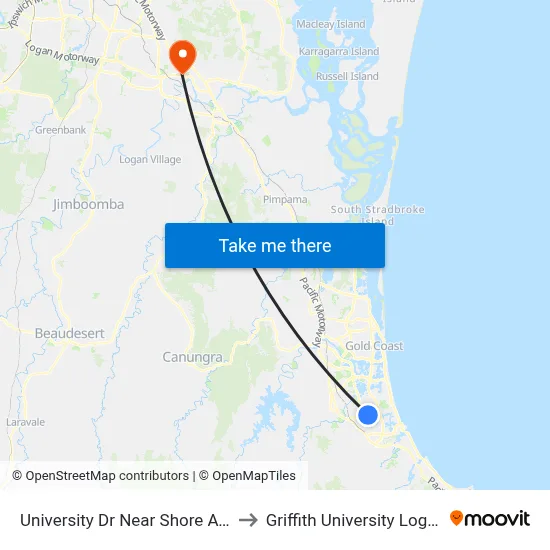 University Dr Near Shore Ave to Griffith University Logan map