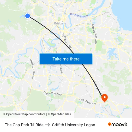 The Gap Park 'N' Ride to Griffith University Logan map