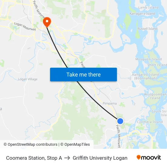 Coomera Station, Stop A to Griffith University Logan map