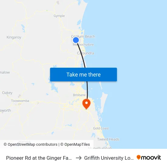 Pioneer Rd at the Ginger Factory to Griffith University Logan map