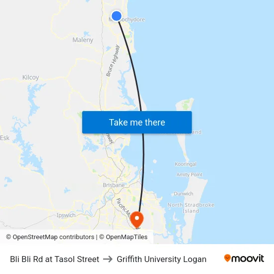 Bli Bli Rd at Tasol Street to Griffith University Logan map