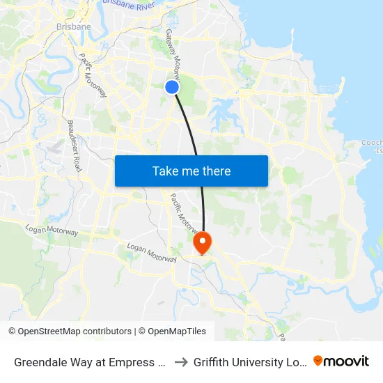 Greendale Way at Empress Drive to Griffith University Logan map