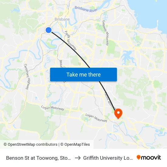 Benson St at Toowong, Stop 14 to Griffith University Logan map