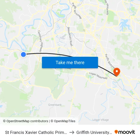St Francis Xavier Catholic Primary School to Griffith University Logan map