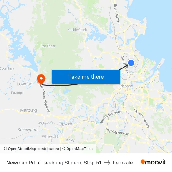 Newman Rd at Geebung Station, Stop 51 to Fernvale map