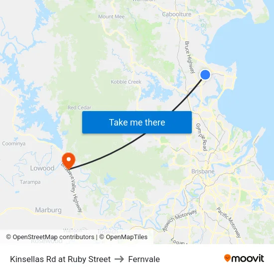 Kinsellas Rd at Ruby Street to Fernvale map