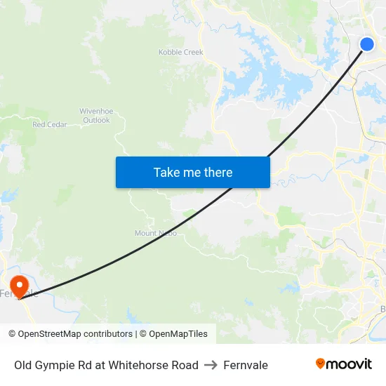 Old Gympie Rd at Whitehorse Road to Fernvale map