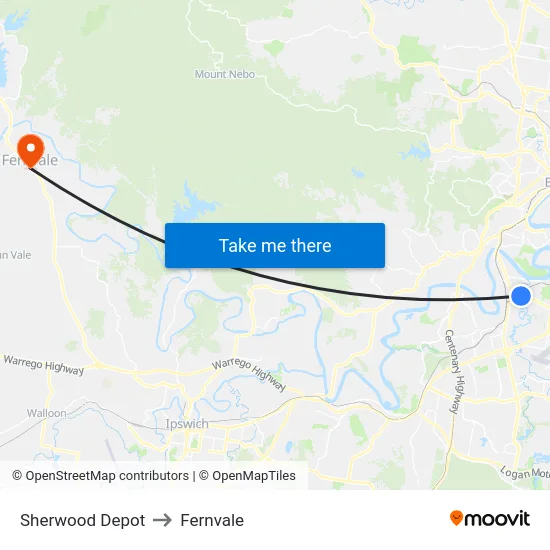 Sherwood Depot to Fernvale map