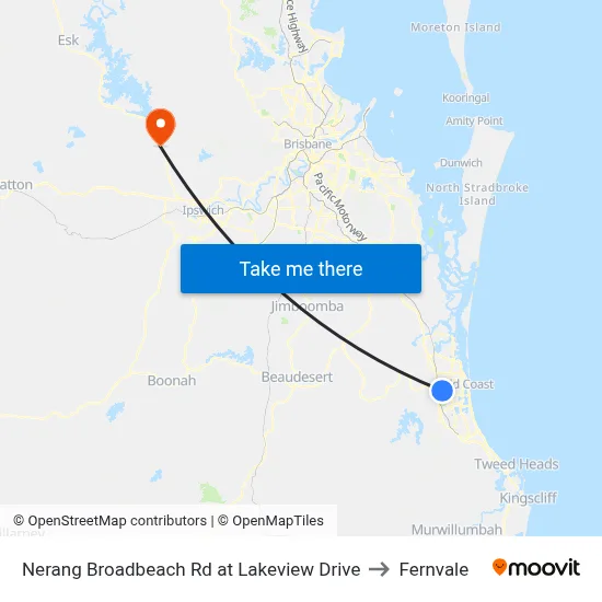 Nerang Broadbeach Rd at Lakeview Drive to Fernvale map