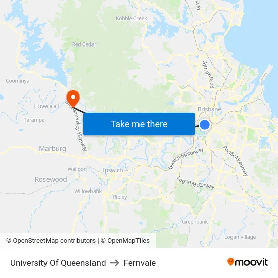 University Of Queensland to Fernvale map
