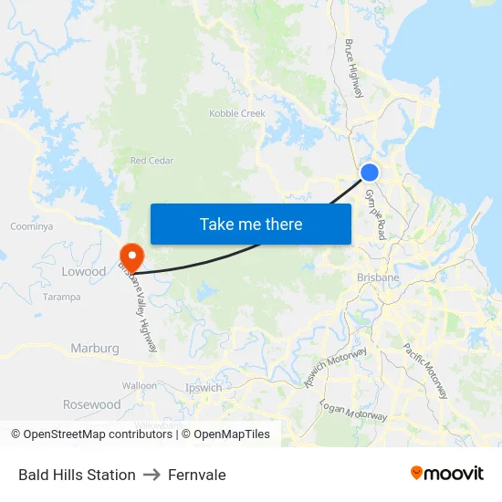 Bald Hills Station to Fernvale map