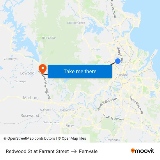 Redwood St at Farrant Street to Fernvale map