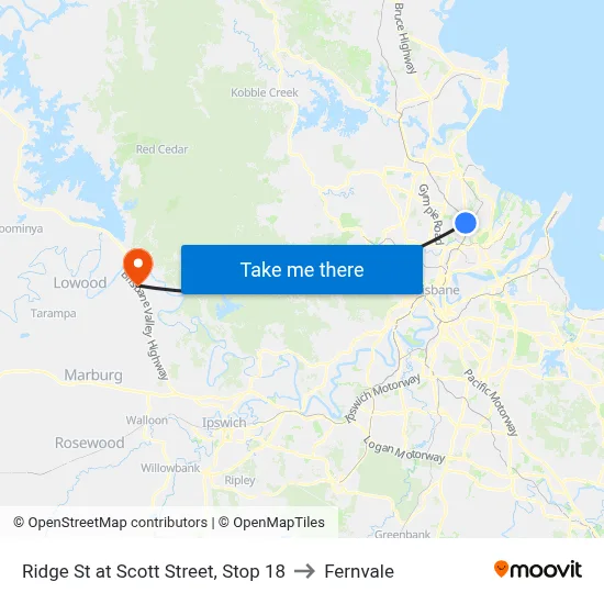 Ridge St at Scott Street, Stop 18 to Fernvale map