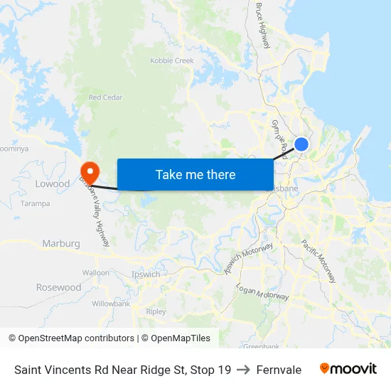 Saint Vincents Rd Near Ridge St, Stop 19 to Fernvale map