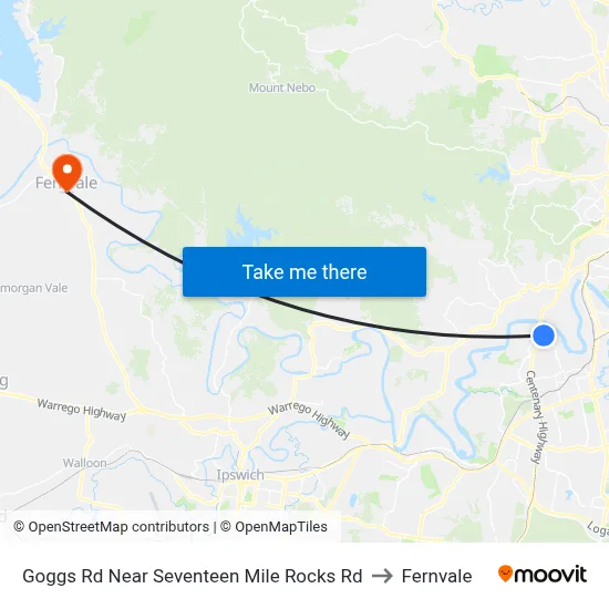 Goggs Rd Near Seventeen Mile Rocks Rd to Fernvale map