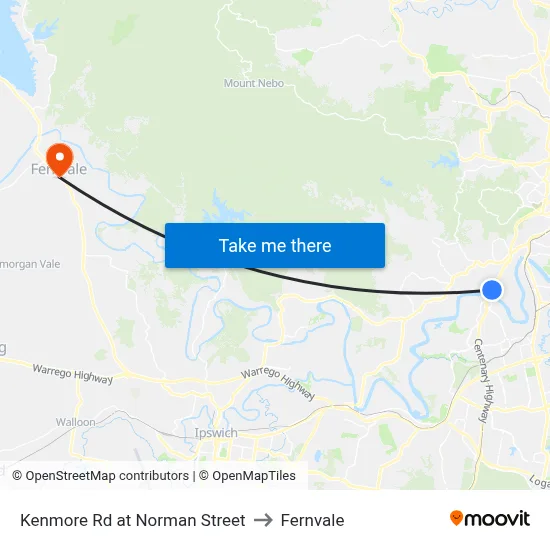Kenmore Rd at Norman Street to Fernvale map