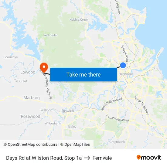 Days Rd at Wilston Road, Stop 1a to Fernvale map