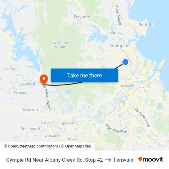 Gympie Rd Near Albany Creek Rd, Stop 42 to Fernvale map