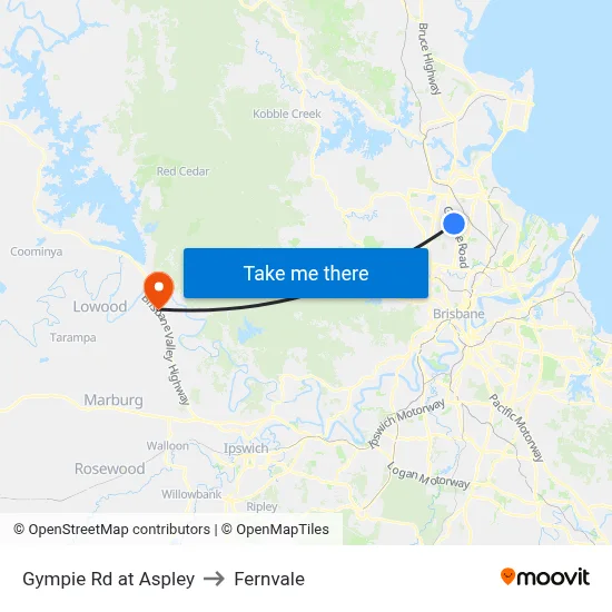 Gympie Rd at Aspley to Fernvale map