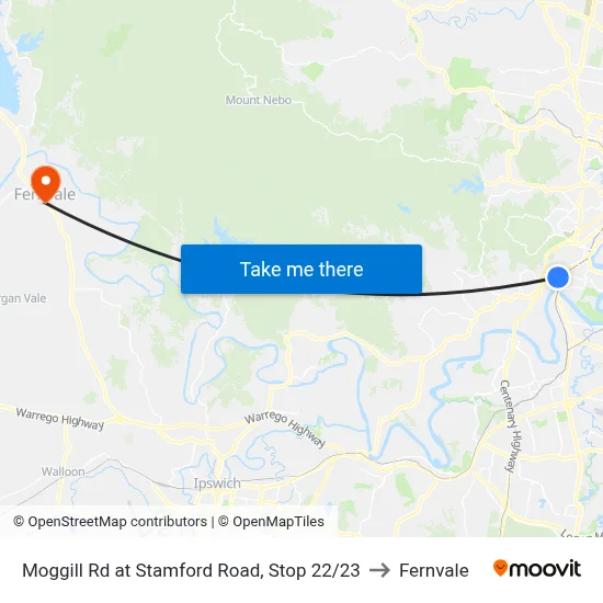 Moggill Rd at Stamford Road, Stop 22/23 to Fernvale map