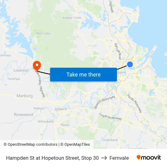 Hampden St at Hopetoun Street, Stop 30 to Fernvale map