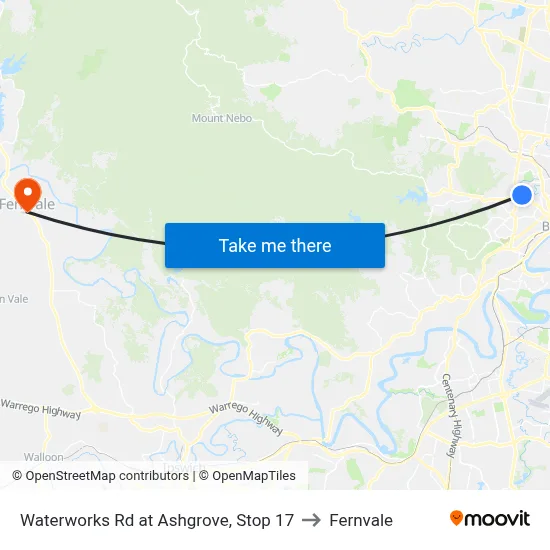 Waterworks Rd at Ashgrove, Stop 17 to Fernvale map