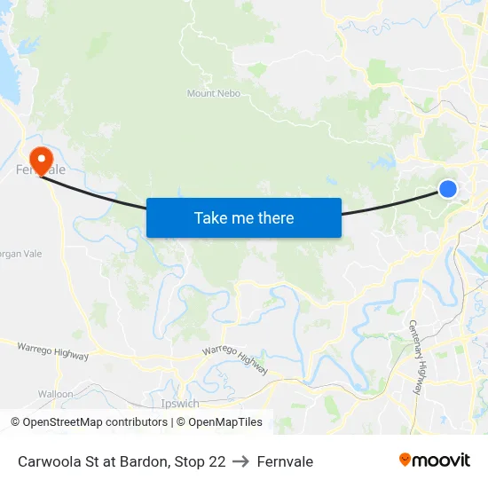 Carwoola St at Bardon, Stop 22 to Fernvale map