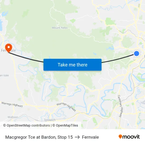 Macgregor Tce at Bardon, Stop 15 to Fernvale map
