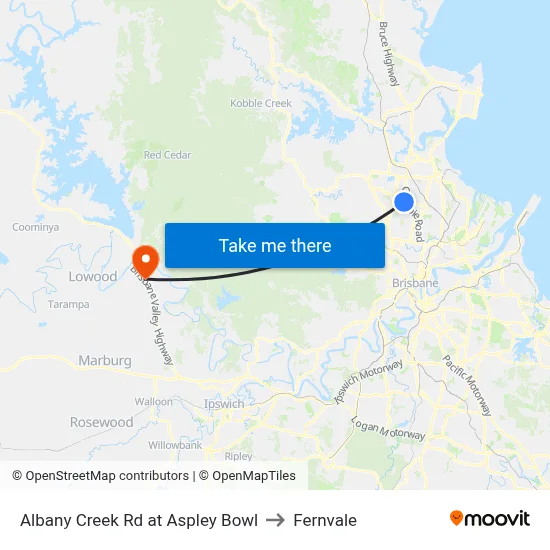 Albany Creek Rd at Aspley Bowl to Fernvale map