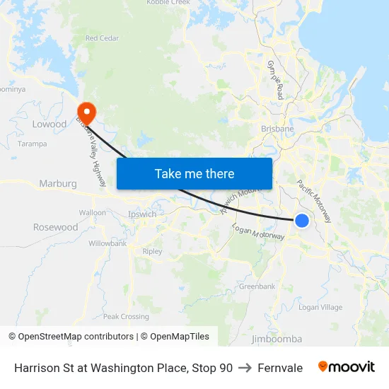 Harrison St at Washington Place, Stop 90 to Fernvale map