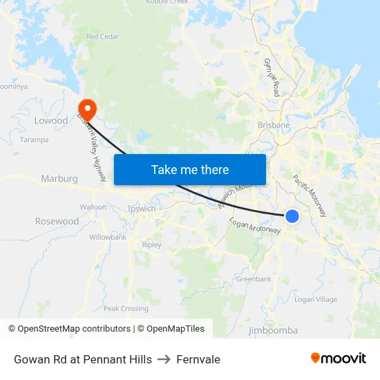 Gowan Rd at Pennant Hills to Fernvale map
