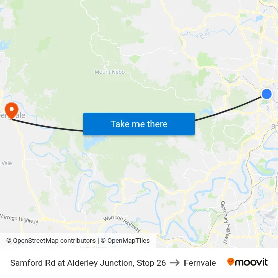 Samford Rd at Alderley Junction, Stop 26 to Fernvale map