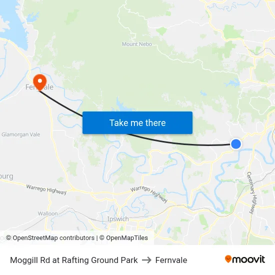 Moggill Rd at Rafting Ground Park to Fernvale map