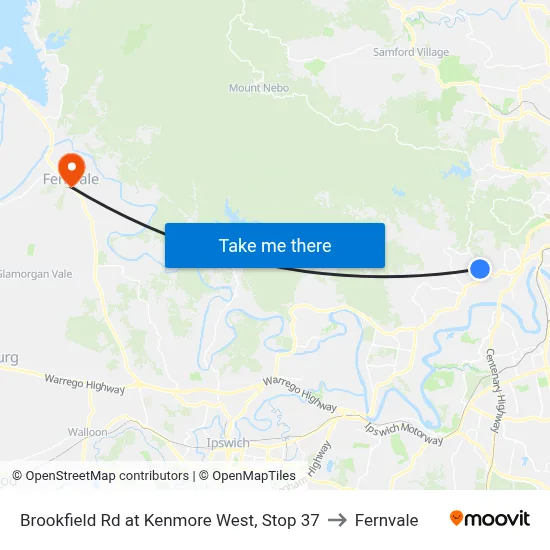 Brookfield Rd at Kenmore West, Stop 37 to Fernvale map