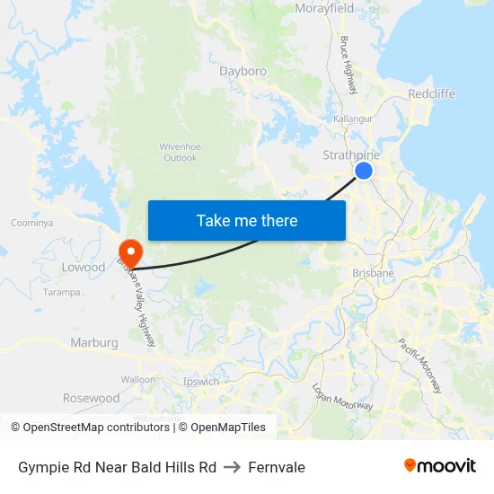 Gympie Rd Near Bald Hills Rd to Fernvale map