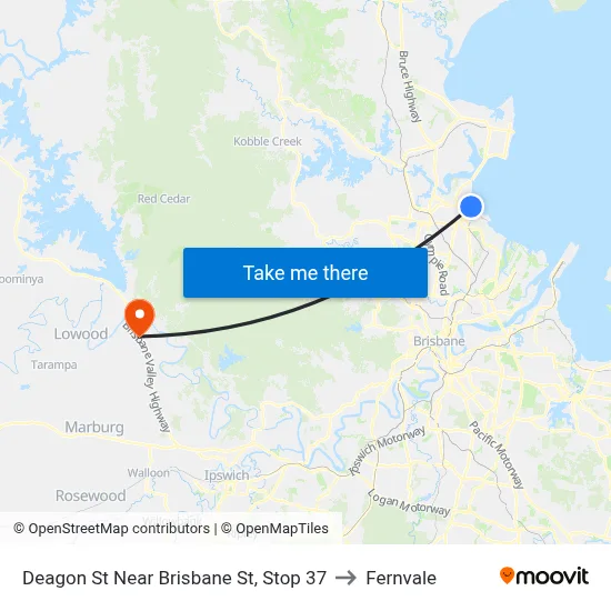 Deagon St Near Brisbane St, Stop 37 to Fernvale map