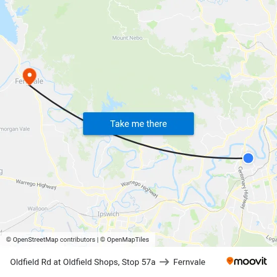 Oldfield Rd at Oldfield Shops, Stop 57a to Fernvale map