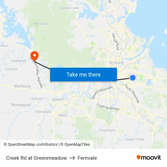 Creek Rd at Greenmeadow to Fernvale map