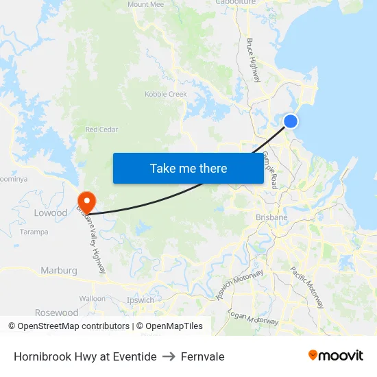 Hornibrook Hwy at Eventide to Fernvale map