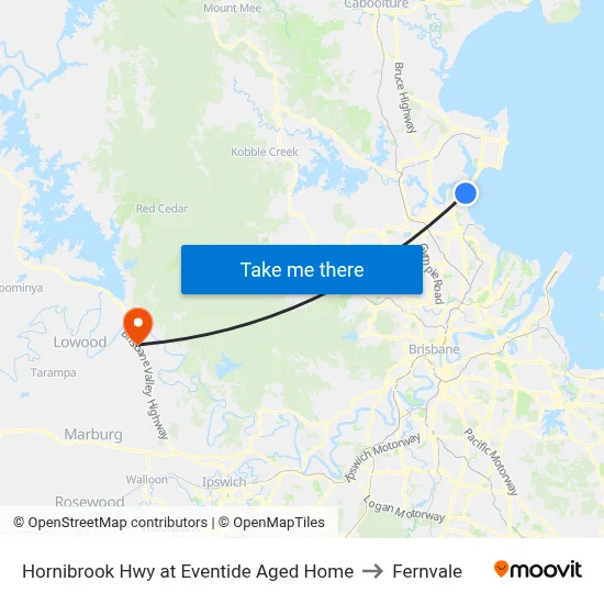 Hornibrook Hwy at Eventide Aged Home to Fernvale map