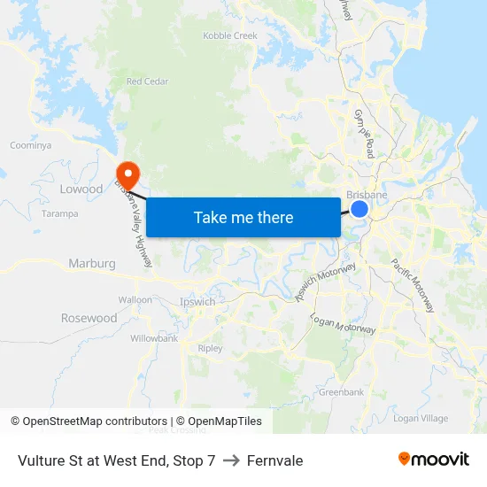 Vulture St at West End, Stop 7 to Fernvale map