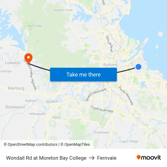 Wondall Rd at Moreton Bay College to Fernvale map