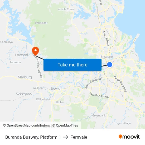 Buranda Busway, Platform 1 to Fernvale map
